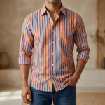 Premium Men's Cotton Long Sleeve Striped Shirt